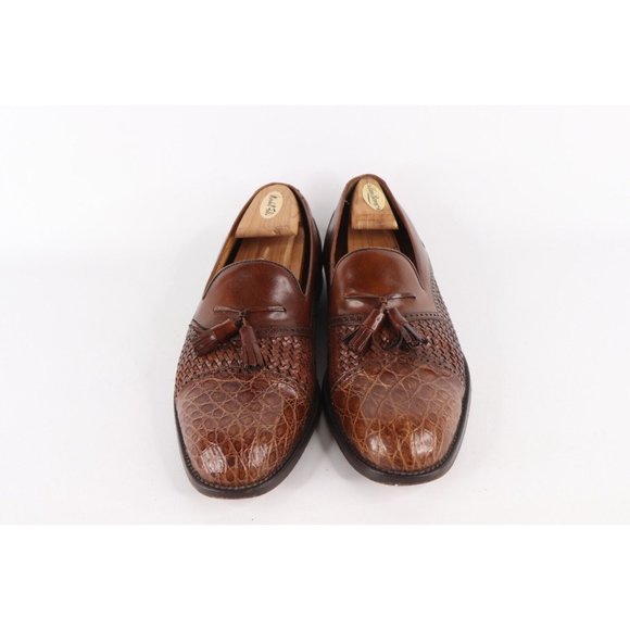 Mezlan Mens 11 M Genuine Crocodile Leather Tassel Loafers Shoes Carmel Brown main image 9